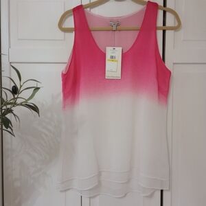 🌿🍒 NWT Calvin Klein Women's Pink and White Ombre Top size Medium 🍒🌿